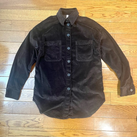 Aritzia The Group Babaton Chocolate Brown Graydon Corduroy Shirt - Picture 4 of 14